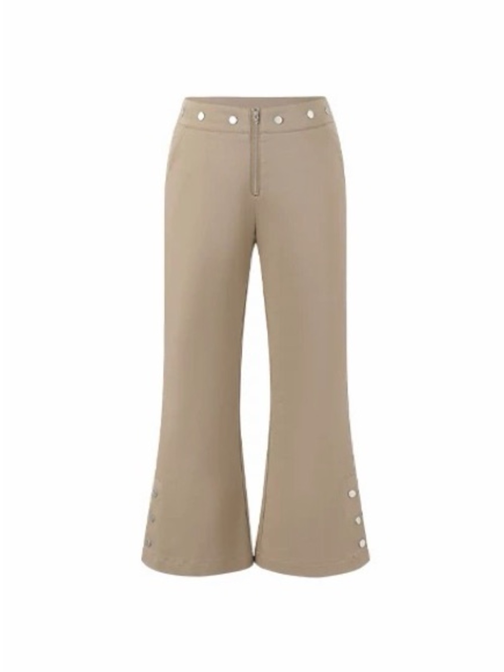 Khaki Flared Capri Pants